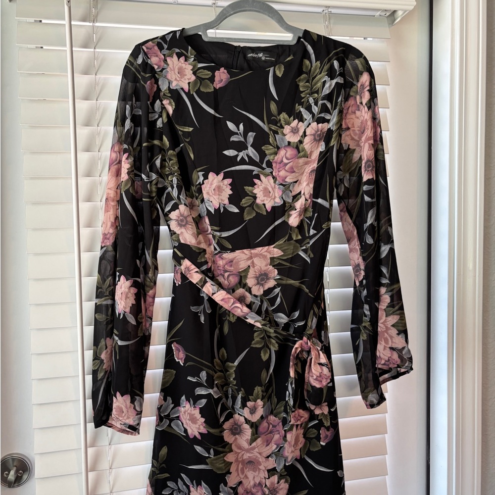 Floral Black and Pink Women's Dress